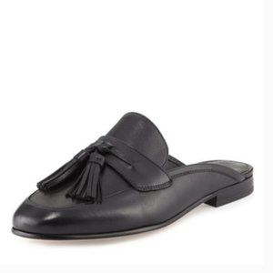 Sam Edelman Paris Black Leather Tassel Mules